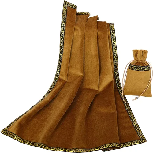 Vista 10 de BLESSUME Mantel de tarot de altar adivinación Wicca terciopelo cuadrado con bolsa de tarot (verde)