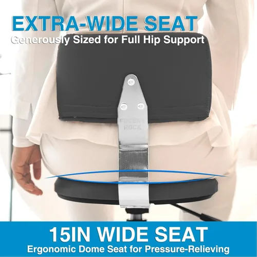 Vista 8 de Silla de dibujo con ruedas, silla de dibujo de oficina con soporte de espalda, taburete de escritorio de pie ajustable en altura con cojín de piel