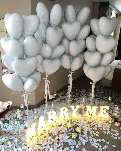 Vista 7 de Lovoir 10 globos de aluminio con forma de corazón azul bebé de 18 pulgadas, globos de amor para el día de San Valentín, cumpleaños, fiestas, bodas