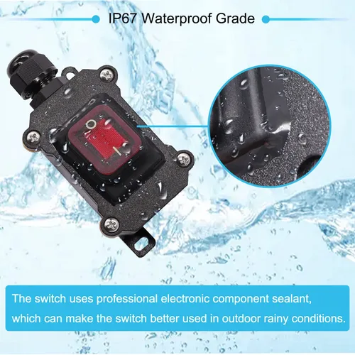 Vista 2 de Interruptor de cable en línea impermeable IP67 12V DC 20A 4pin 2 posiciones DPST interruptor de palanca de encendido y apagado al aire libre