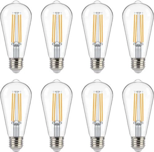 Vista 12 de FLSNT Bombilla LED ST19 con sensor de atardecer a amanecer, 7 W (60 W equivalente), 800 lúmenes, base de filamento vintage E26, fotocélula