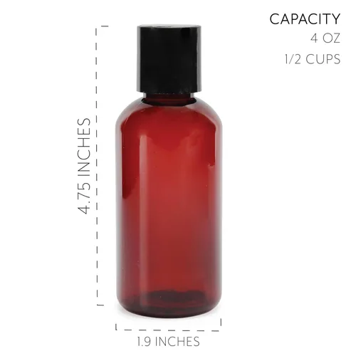 Vista 6 de Botellas flexibles de plástico vacías con tapa de pulso (paquete de 6), envases sin bisfenol A para champú, cremas, lociones, jabón líquido Ámbar