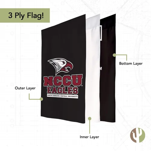 Vista 3 de Bandera de jardín de la Universidad Central de Carolina del Norte NCCU Eagles Banner 100% poliéster (diseño A)