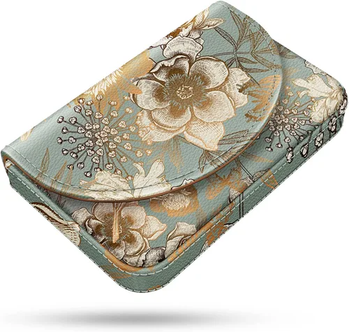 Vista 17 de Tarjetero, Estuche para Tarjetas de Visita de Cuero PU con Impresión de Color y Patrón, Porta Tarjetas con Billetera, Bolsillos Magnéticos