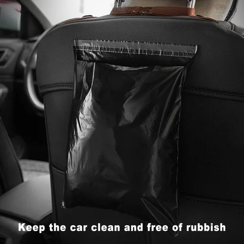 Vista 6 de Bolsas de basura desechables para automóvil, paquete de 100 unidades, bolsas de vómito, bolsas de limpieza autoadhesivas portátiles, fáciles