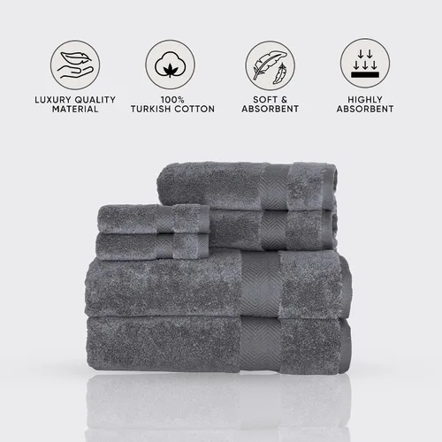 Vista 4 de Classic Turkish Towels CTT - Juego de toallas de lujo de 6 piezas, 100% algodón turco, de secado rápido, altamente absorbentes y cómodas, incluye 2
