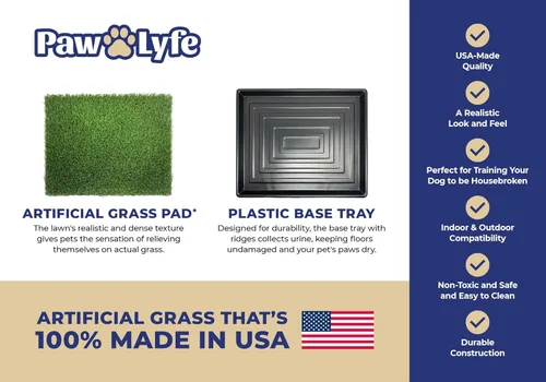 Vista 8 de PawLyfe - Parche de césped artificial de 20 x 25 pulgadas con bandeja, almohadilla de césped reutilizable para interiores y exteriores