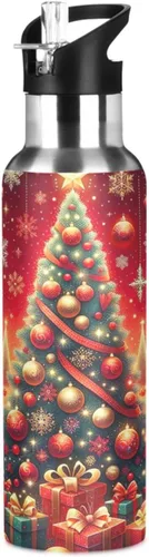 Christmas Trees Stainless Steel Vacuum Insulated Water Bottle 20 Oz, BPA-Free Sports Water Bottle Leakproof Water Bottles