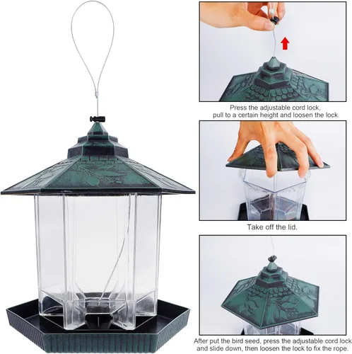 Vista 5 de Twinkle Star - Comedero para pájaros silvestres, para colgar al aire libre, para decoración de jardín o patio, acabado antiguo, con forma hexagonal