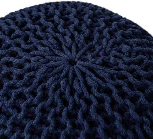 Vista 24 de FRELISH DECOR - Puf redondo otomano tejido a mano, 100% algodón, puf de punto, silla de suelo para sala de estar, reposapiés de dormitorio para sofá