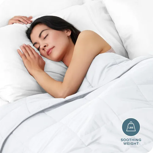 Vista 2 de Bare Home Manta con peso tamaño Twin o Full 7 libras (40" x 60") - Totalmente natural 100% algodón - Manta pesada premium con cuentas de vidrio