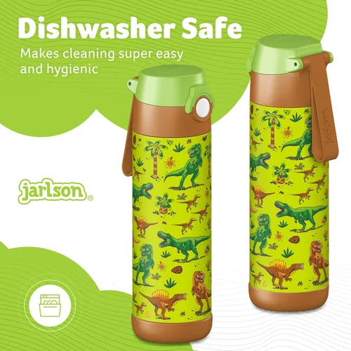 Vista 4 de Jarlson® MALI - Botella de agua para niños [18 onzas], botella térmica de acero inoxidable sin pajilla, botella de agua aislada a prueba de fugas