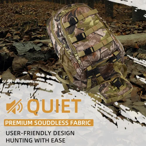 Vista 5 de AUMTISC Mochila de caza de 40L con soporte para rifle para hombres, mochila impermeable de camuflaje para día de caza con cubierta de lluvia