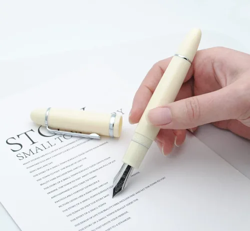 Vista 2 de Pluma estilográfica JINHAO X159 (Plumín F 0.5mm, blanco marfil con clip plateado)