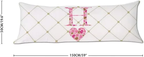 Vista 2 de Funda de almohada corporal con monograma del alfabeto y corazón, estampado de leopardo rosa, letra H, almohadas para dormir, funda de almohada larga