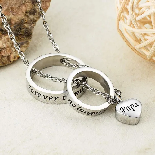 Vista 2 de XIUDA Collar de urna para cenizas No Longer by My Side, Forever in My Heart Tallado Locket Collar de cenizas cremadas