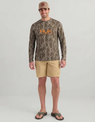 Vista 4 de HUK Camisa de manga larga Icon X para hombre, camisa de pesca de alto rendimiento Azul celeste