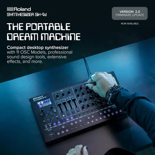 Vista 2 de Roland Sintetizador de escritorio compacto SH-4d 11 modelos OSC Herramientas profesionales de diseño de sonido Perfecto para estudio