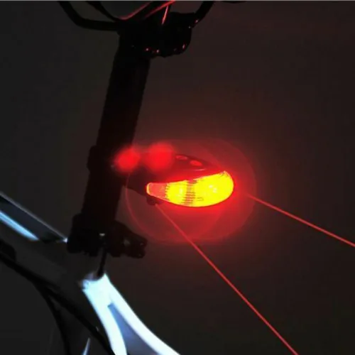 Vista 5 de Bicicleta 2 láser 5 LED lámpara luz trasera intermitente ciclismo bicicleta cola seguridad advertencia