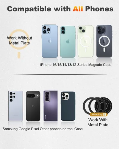 Vista 7 de Magnetic Golf Push Cart Phone Holder MagSafe Hands-Free 360° Adjustable with Strong Magnets Phone Mount Compatible with Clicgear, Bag Boy, Sun