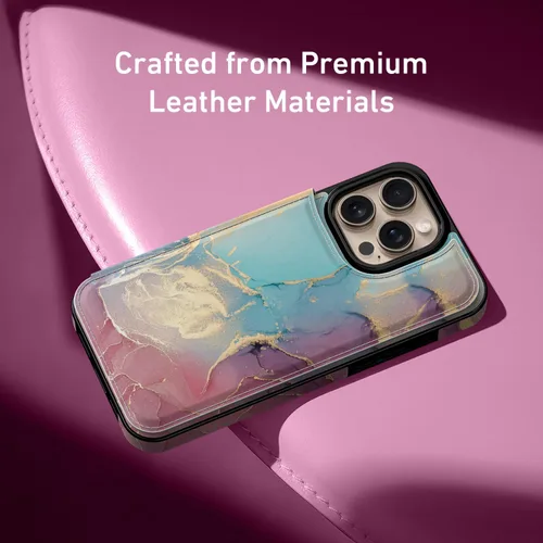 Vista 1424 de LETO para iPhone 15 Pro Funda tipo cartera - Tapa tipo folio con patada - Diseños de moda - Tarjetero - Funda protectora para mujeres y niñas - 6.1
