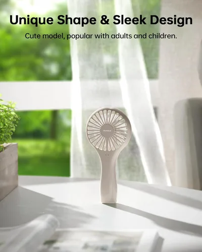 Vista 4 de TriPole Mini ventilador portátil de mano potentes, funciona con pilas, ventilador recargable, velocidad ajustable, ventiladores de pestañas pequeñas