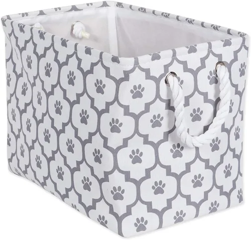 Vista 24 de Colección Bone Dry de almacenamiento para mascotas con diseño de pata, color aguamarina, rectángulo mediano