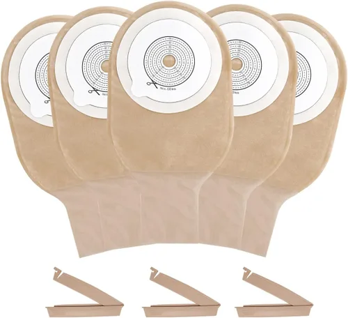 Vista 9 de 15 bolsas de colostomía, suministros de colostomía, bolsa de ostomía drenable de dos piezas con cierre, suministros de ostomía de corte máximo