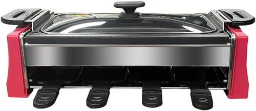 Vista 3 de Raclette - Parrilla de mesa coreana sin humo, parrilla eléctrica para interior con 8 mini sartenes de raclette de queso con placa antiadherente