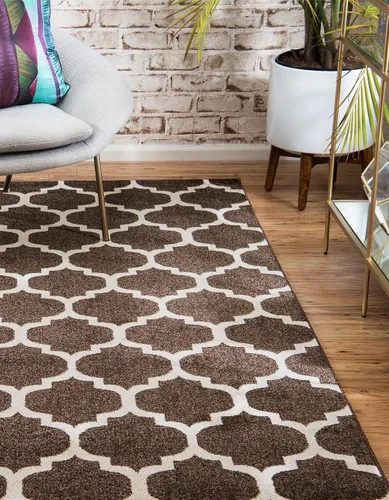 Vista 444 de Unique Loom Trellis Collection - Alfombra de área de Filadelfia, rectangular de 2 pies 2 pulgadas x 3 pies, color morado y marfil