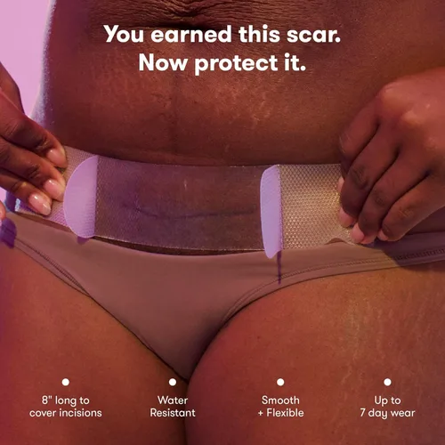 Vista 4 de Frida Mom Tiras de silicona para cesárea, parches de cicatriz imprescindibles para la recuperación de cesárea, tratamiento reutilizable de grado