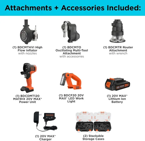 Vista 3 de BLACK+DECKER MATRIX - Kit de herramientas eléctricas de 20 V MAX, incluye taladro inalámbrico, 12 accesorios y estuche de almacenamiento