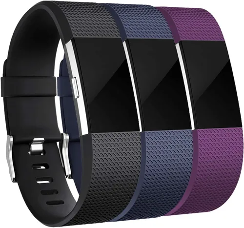 Vista 12 de Correas Maledan de repuesto compatibles con Fitbit Charge 2, paquete de 3, gris pequeño/azul/negro
