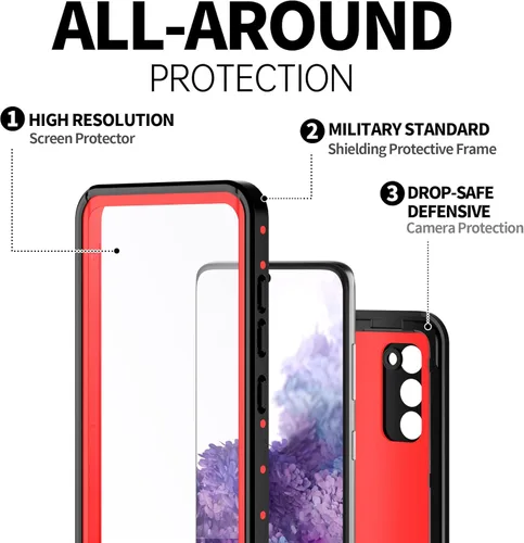 Vista 5 de BEASTEK Funda impermeable para Samsung Galaxy S20, serie NRE, a prueba de golpes, con protector de pantalla integrado, cubierta protectora de cuerpo