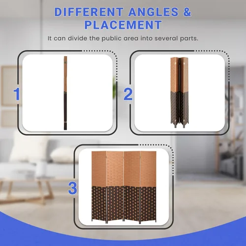 Vista 30 de 4 paneles separadores de habitación, pantalla plegable de madera, pantallas de privacidad, paneles plegables, divisor de pared para interiores