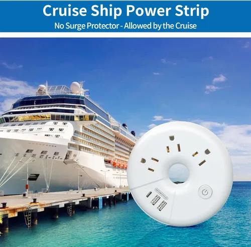 Vista 6 de NTONPOWER Regleta de alimentación de viaje, 3 salidas con 3 puertos USB (1 USB C), cable de extensión plano envuelto de 4 pies, regleta