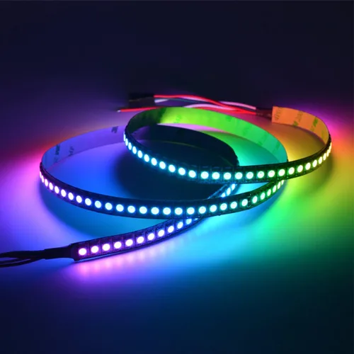 Vista 4 de WS2812B Tira de luces LED de 3.2 pies 1M WS2812B 144LEDs Programable Individual Direccionable WS2811 Tira de LED RGB 5050 incorporada IP30 No