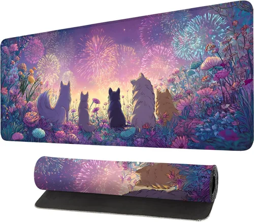 Vista 42 de Alfombrilla para mouse, antideslizante grande con bordes cosidos, tapete de escritorio para escritorio, laptop, computadora, teclado, protector