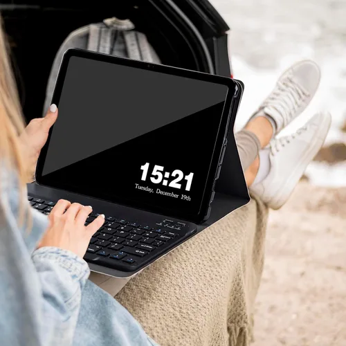 Vista 7 de Funda de teclado para Samsung Galaxy Tab S6 Lite 2022/2020, Galaxy Tab S6 Lite SM-P610/P613/P615/P619 con teclado Bluetooth inalámbrico desmontable