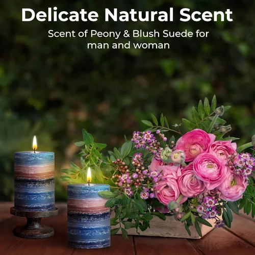 Vista 5 de CraftyCrocodile Vela perfumada decorativa de pilar – Velas de color azul marino hechas a mano con mecha de algodón, sin humo para spa, aromaterapia