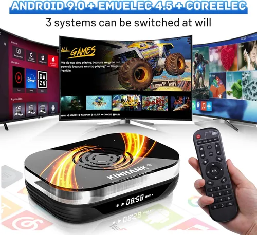 Vista 3 de KINHANK Super Console X3 Plus - Consola de juegos retro, 91,000 juegos integrados, chip S905X3 de 1.9 GHz Cortex-A55 CPU, sistema Emuelec 4.5Android