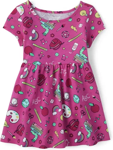 The Children's Place, Vestido de moda de manga corta para niñas pequeñas