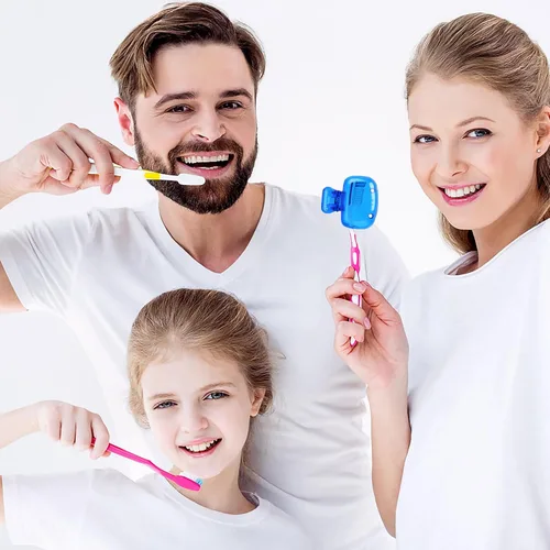 Vista 7 de Hxezoc Paquete de 4 fundas para cabeza de cepillo de dientes de viaje, protector de cepillo de dientes, tapa de pod de cepillo, clip de plástico