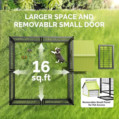 Vista 2 de Sino Luban Perrera para perros al aire libre con corral exterior, puerta para perros y techo impermeable, 4 x 4 x 4.6 pies, corrales grandes