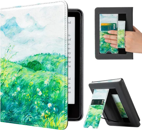 Vista 22 de CoBak - Funda para Ereader de piel sintética duradera con función de apagado y encendido automático, ranura para tarjetas y correa para la mano - Se