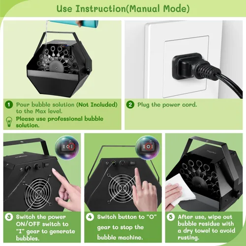 Vista 6 de theefun Professional Control Remoto Inalámbrico máquina de burbujas con salida de alta automática, mecanismo de soplado para uso en interiores