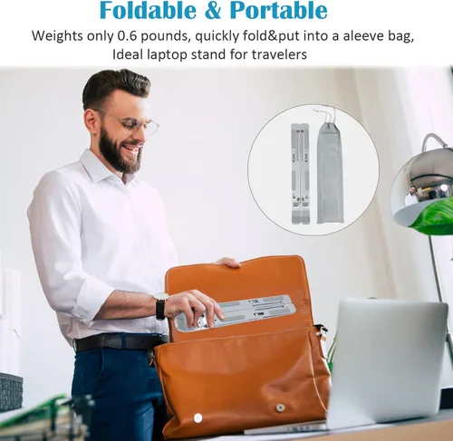 Vista 6 de Soporte para laptop soporte ajustable de aluminio para escritorio soporte ergonómico portátil plegable soporte elevador para computadora elevador