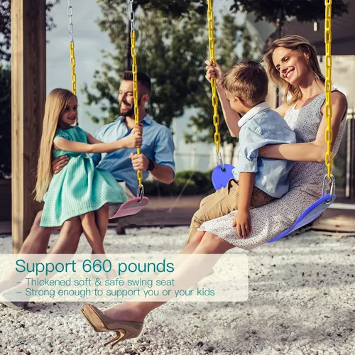 Vista 2 de PACEARTH - Hamaca con cadenas cubiertas de plástico y antióxido de 68.9 pulgadas, correa de 23.6 pulgadas para colgar de árboles y hebillas