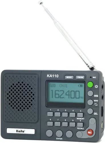 Vista 2 de Kaito KA110 Radio meteorológica compacta digital AM/FM NOAA y reproductor de MP3 con lector de tarjetas Micro-SD