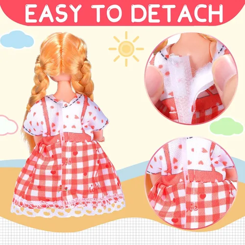 Vista 3 de Hungdao 16 piezas de ropa de muñeca para niña y niño, trajes encantadores, ropa de muñeca de 6 pulgadas, accesorios para cumpleaños de niños